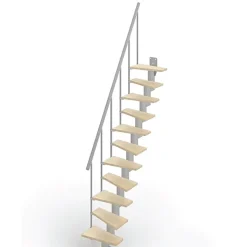 Escalier droit 11 marches - Hauteur à franchir de 2.40 à 2.84m - Largeur 60cm - Couleur bois et blanc - SMALL60/I-SGNAT-11