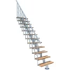 Escalier droit 9 marches - Hauteur à franchir 2.04 à 2.40m - Largeur 80cm - Structure blanche et marche hêtre - COMFO80/I/BB-9