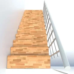 Escalier droit 9 marches - Hauteur à franchir 2.04 à 2.40m - Largeur 80cm - Structure blanche et marche hêtre - COMFO80/I/BB-9