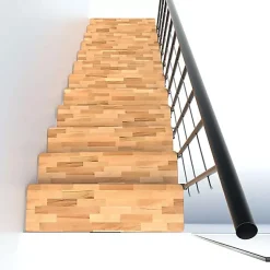 Escalier droit 8 marches - Hauteur à franchir 1.85 à 2.16m - Noir et bois - COMFO80/I/NB-8