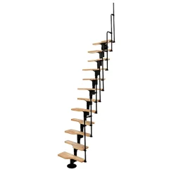 Escalier droit 10 marches - Hauteur à franchir 1.89 à 2.49m - Noir et Hêtre - TWISTER60-I-NH-10