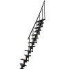 Escalier droit 10 marches - Hauteur à franchir 1.89 à 2.49m- Largeur 65cm - Structure noire et marche noyer - NIZZA60/I/SNMNO-10
