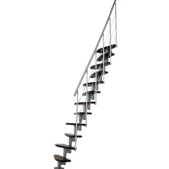 Escalier droit 12 marches - Hauteur à franchir 2.23 à 2.94m- Largeur 65cm - Structure grise et marche noyer - NIZZA60/I/SGMNO-12