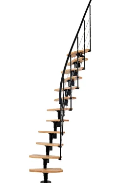 Escalier droit 10 marches - Hauteur à franchir 1.89 à 2.49m- Largeur 65cm - Structure noire et marche hêtre - NIZZA60/I/NH-10