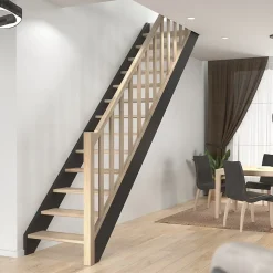 Escalier droit Sogem chêne coloris naturel 13 marches sans contremarches Liverpool avec rampe