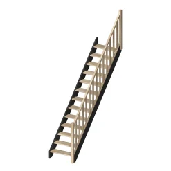 Escalier droit Sogem chêne coloris naturel 13 marches sans contremarches Liverpool avec rampe
