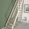 Escalier droit Sogem chêne coloris naturel 13 marches sans contremarches Ardennes avec rampe
