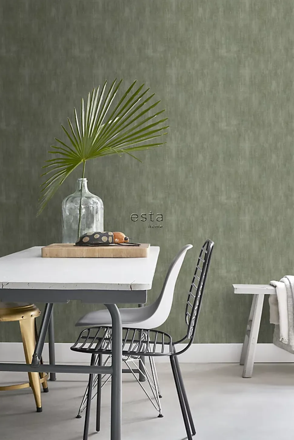 ESTAhome papier peint effet béton vert olive grisé - 53 cm x 10.05 m - 148754