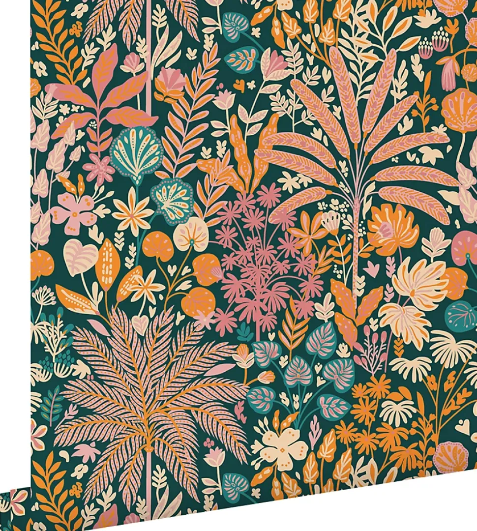 ESTAhome papier peint feuilles et fleurs tropicales multicolore - 0.53 x 10.05 m - 130946
