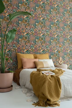 ESTAhome papier peint feuilles et fleurs tropicales multicolore - 0.53 x 10.05 m - 130946