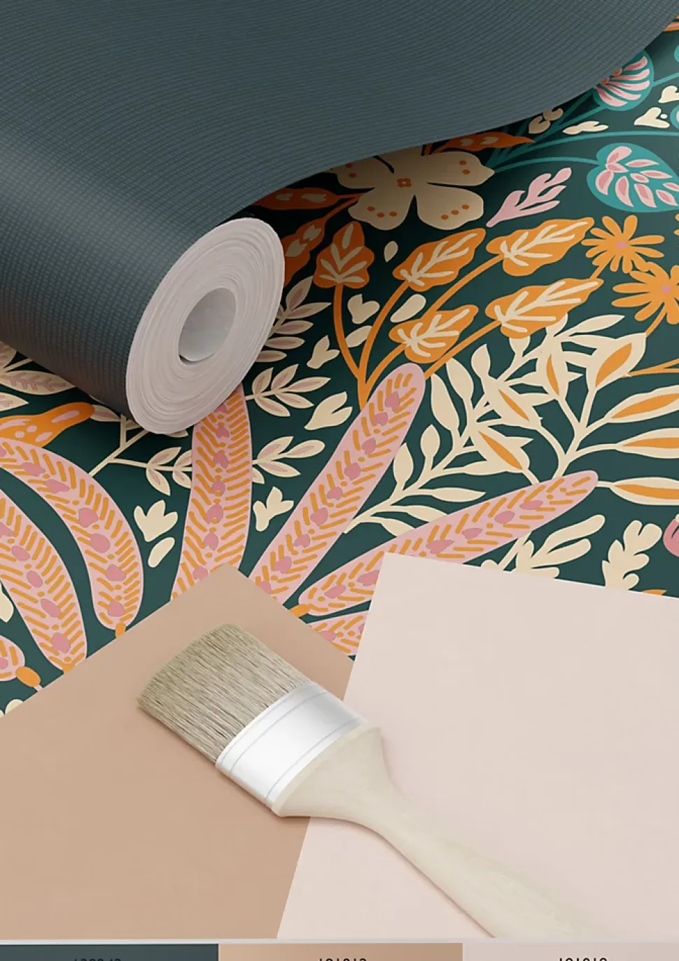 ESTAhome papier peint feuilles et fleurs tropicales multicolore - 0.53 x 10.05 m - 130946