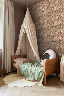 ESTAhome papier peint fleurs rétro vieux rose et beige - 53 cm x 10.05 m - 130966