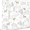 ESTAhome papier peint forêt avec des animaux de la forêt lilas violet et beige - 53 cm x 10.05 m - 139520