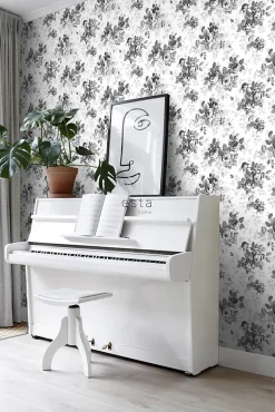 ESTAhome papier peint roses noir et blanc - 53 cm x 10.05 m - 138112