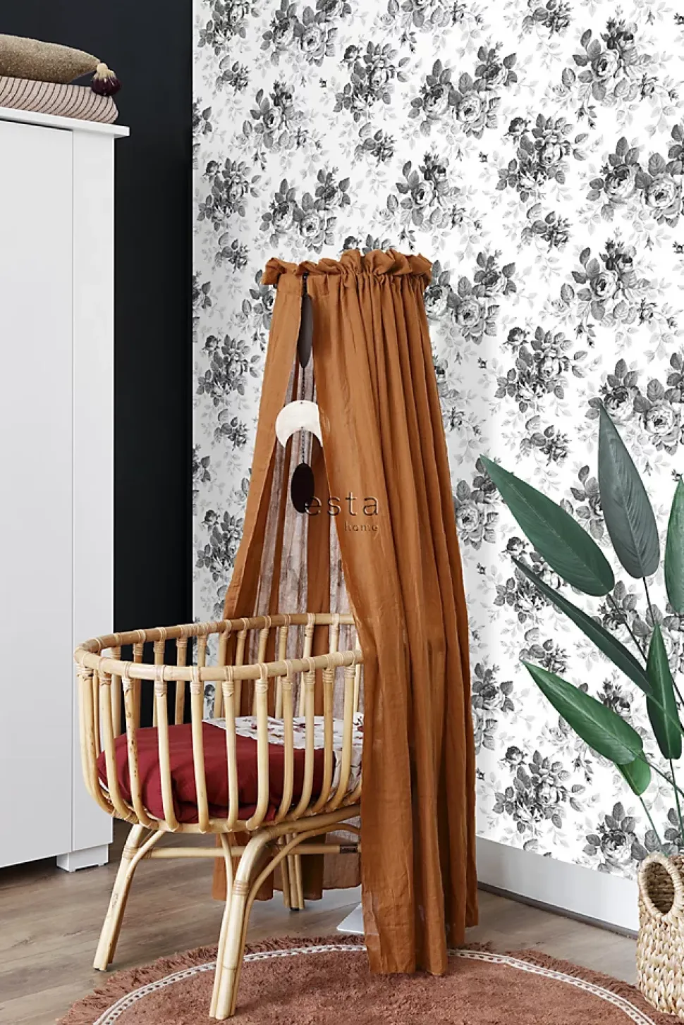 ESTAhome papier peint roses noir et blanc - 53 cm x 10.05 m - 138112