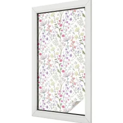 Film dépoli blanc adhésif Wallfluent 50x100 cm d'Intimité pour Fenêtre Rayures Prairie Fleurie 1 rol.