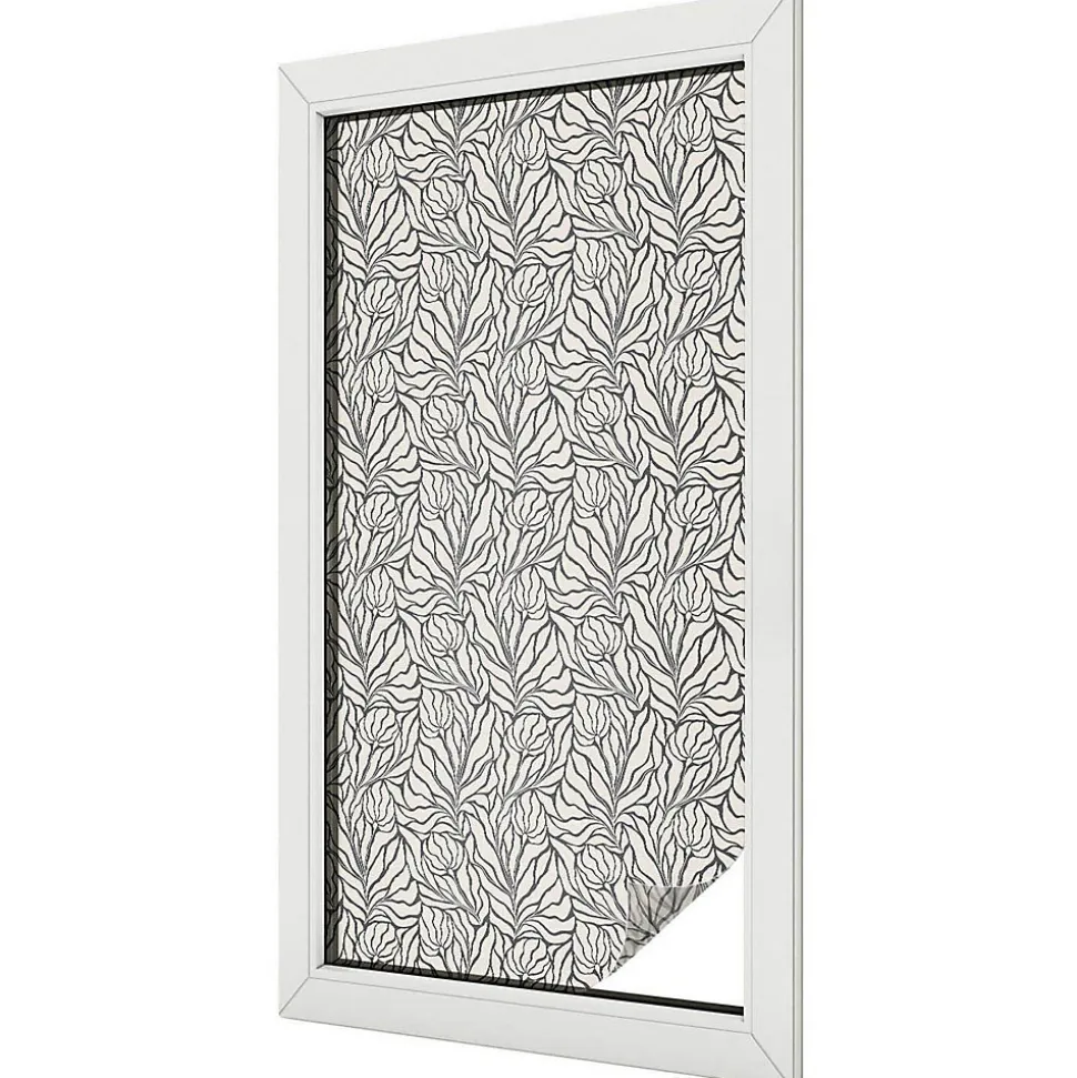 Film dépoli blanc adhésif Wallfluent 50x100 cm décoratif vitrail Feuilles Fleurs 1 rol.