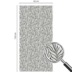 Film dépoli blanc adhésif Wallfluent 50x100 cm décoratif vitrail Feuilles Fleurs 1 rol.
