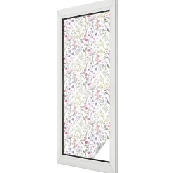 Film dépoli blanc adhésif Wallfluent 50x146 cm d'Intimité pour Fenêtre Rayures Prairie Fleurie 1 rol.