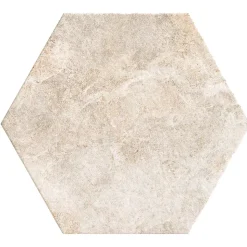 Grès Cérame Premium Format 56x48,5 Intérieur/Extérieur Arlet White Hexagonal Effet Travertin
