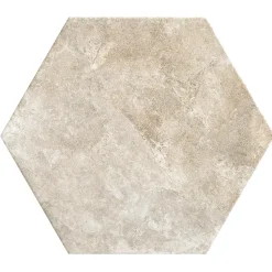 Grès Cérame Premium Format 56x48,5 Intérieur/Extérieur Arlet Taupe Hexagonal Effet Travertin