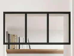 Imposte atelier en aluminium thermolaqué - L83 x H40 cm - Noir - BAYVIEW