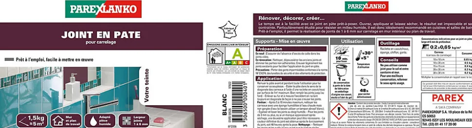 Joint en pâte Parexlanko 1,5 kg acier