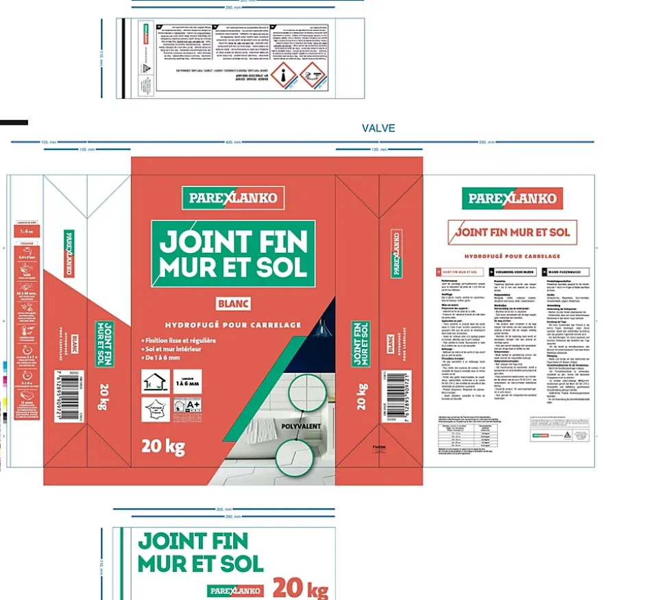 Joint fin pour carrelage mur et sol blanc Parexlanko 20 kg