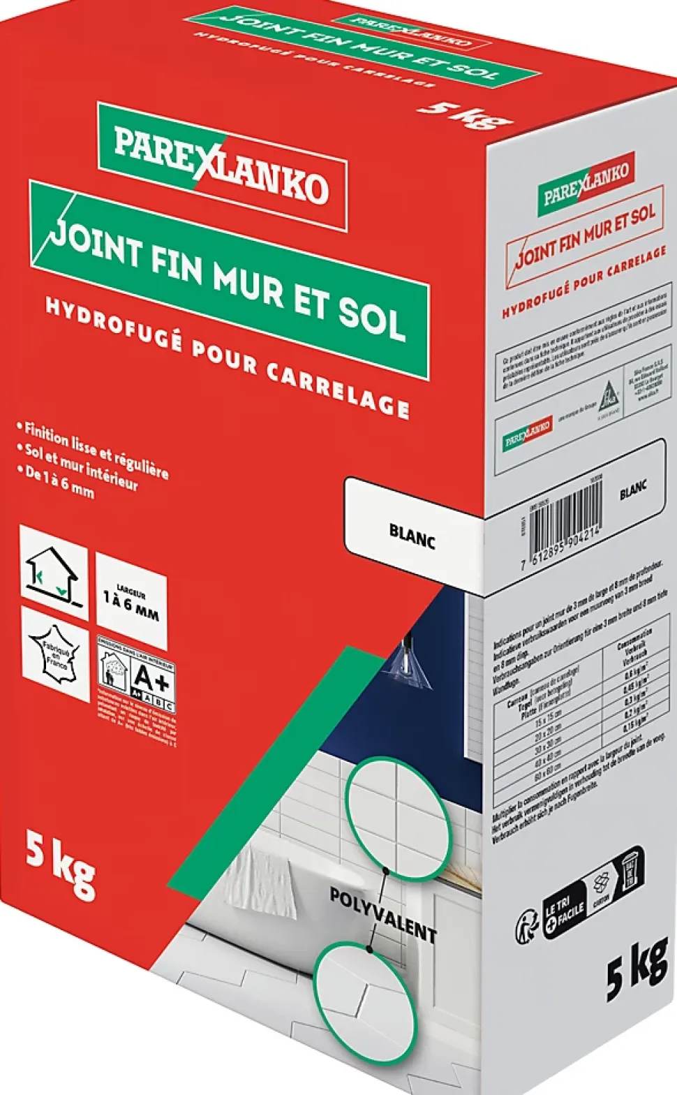 Joint fin pour carrelage mur et sol blanc Parexlanko 5 kg