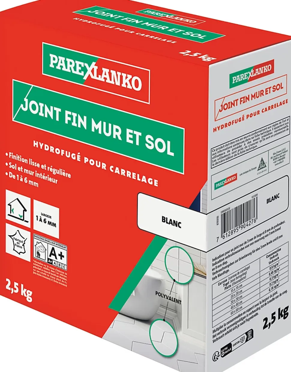 Joint fin pour carrelage mur et sol blanc Parexlanko 2,5 kg