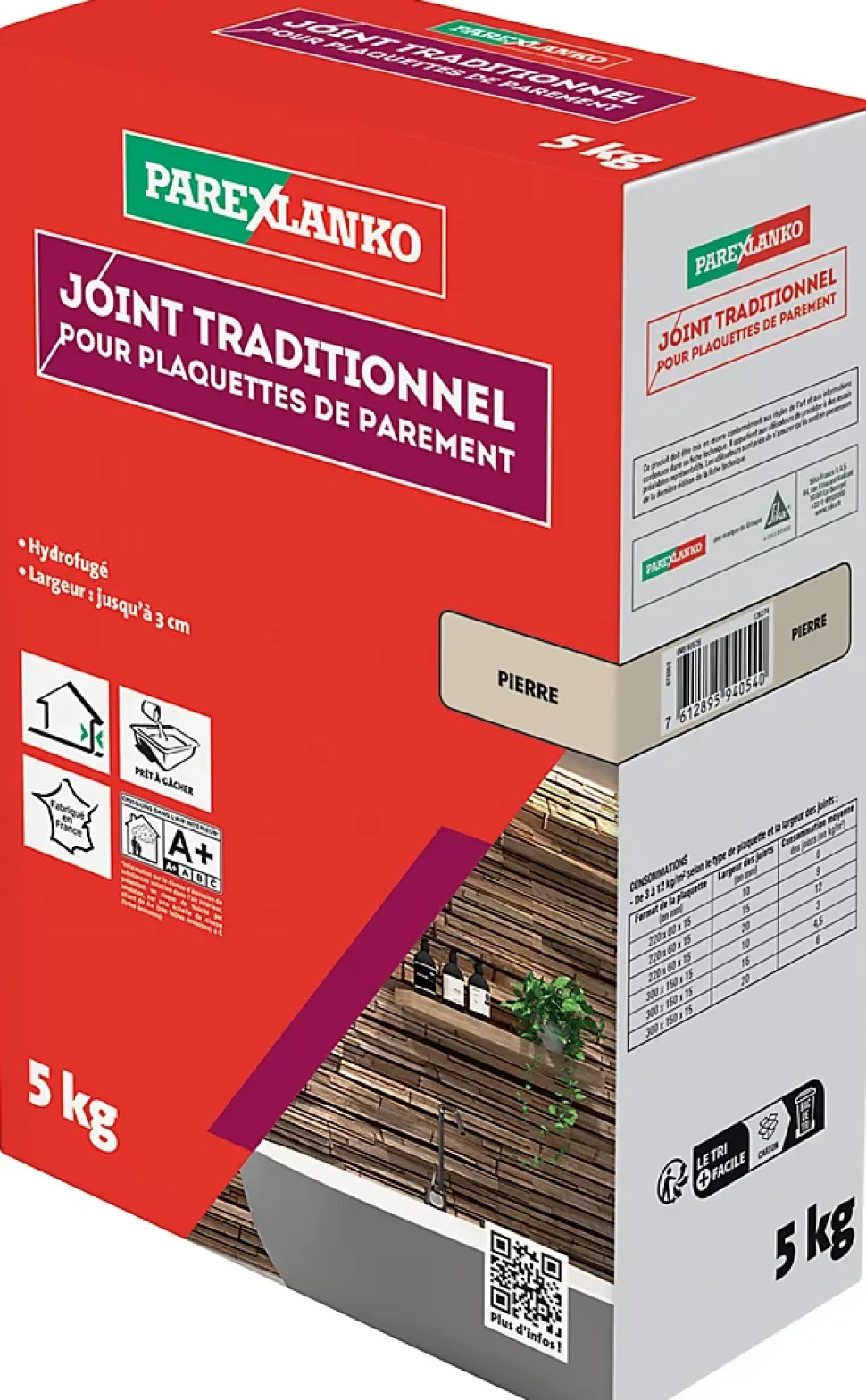 Joint pour plaquettes de parement intérieur et extérieur pierre Parexlanko poudre 5kg