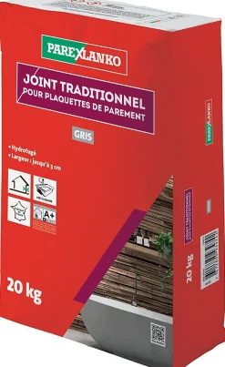 Joint pour plaquettes de parement intérieur et extérieur gris Parexlanko poudre 20kg