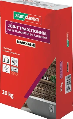 Joint pour plaquettes de parement intérieur et extérieur blanc cassé Parexlanko poudre 20kg