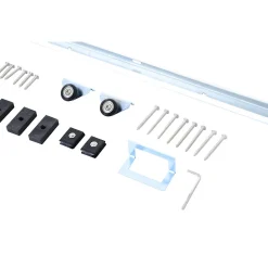 Kit complet porte coulissante 4 x 93 cm (p x l): rail, roulettes, visserie