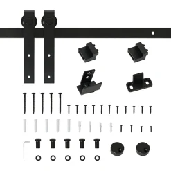 Kit de porte coulissante compatible porte ép. 35-45/40-45 mm longueur totale rail 2 m charge max. 20 Kg acier au carbone noir