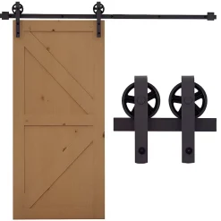 Kit de porte coulissante compatible porte ép. 35-45 ou 40-45 mm longueur rail 1,83 m charge max. 100 Kg acier brun