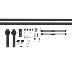 Kit de porte coulissante système galandage pour porte ép. 40-55 mm longueur rail 2,44 m charge max. 90 Kg acier au carbone noir