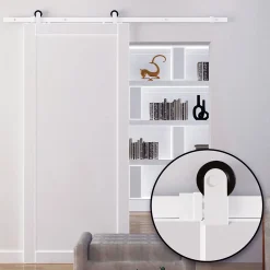 Kit de porte coulissante compatibilité porte épaisseur 35-45 ou 40-45 mm longueur rail 1,83 m charge max. 100 Kg acier blanc
