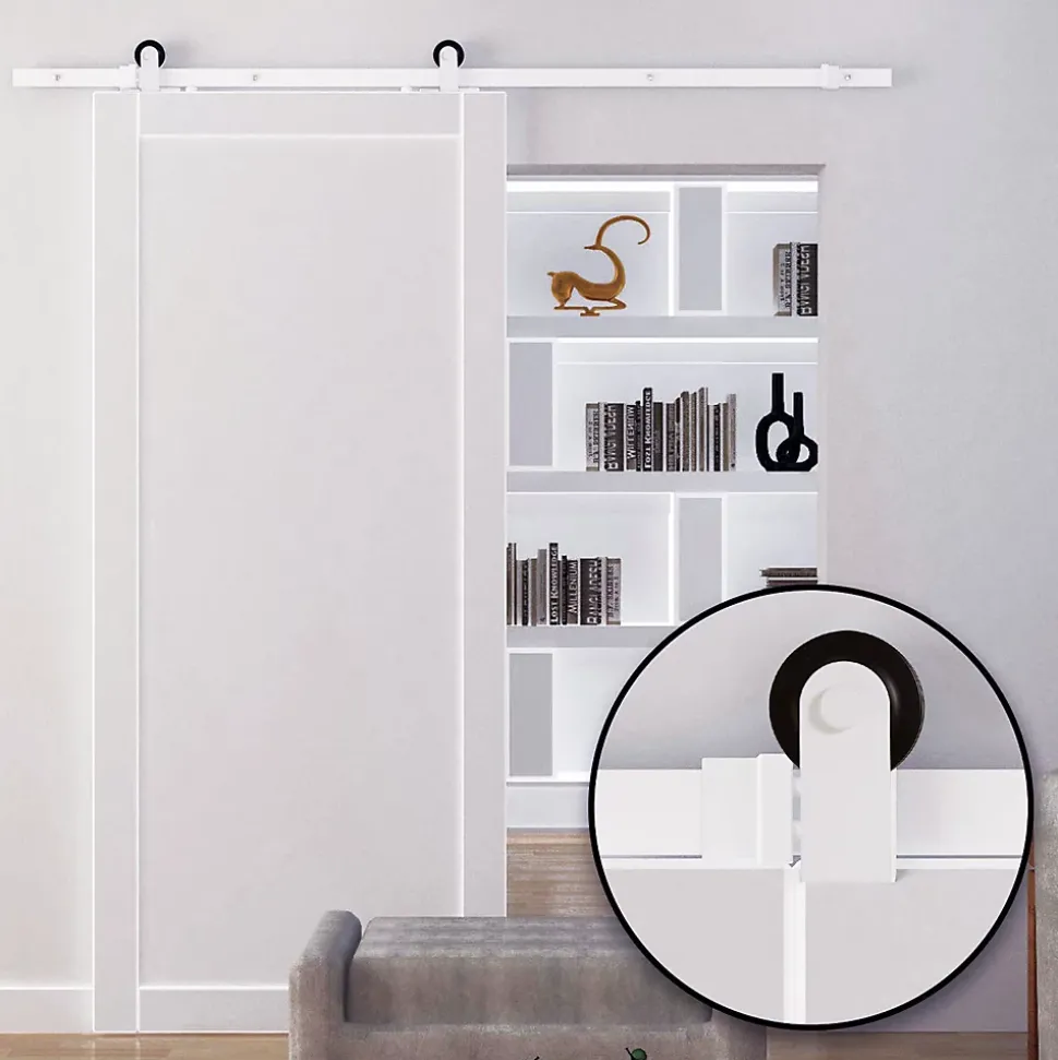 Kit de porte coulissante compatibilité porte épaisseur 35-45 ou 40-45 mm longueur rail 1,83 m charge max. 100 Kg acier blanc