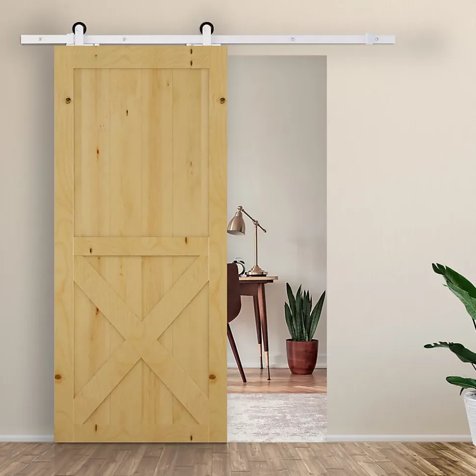 Kit de porte coulissante compatibilité porte épaisseur 35-45 ou 40-45 mm longueur rail 1,83 m charge max. 100 Kg acier blanc