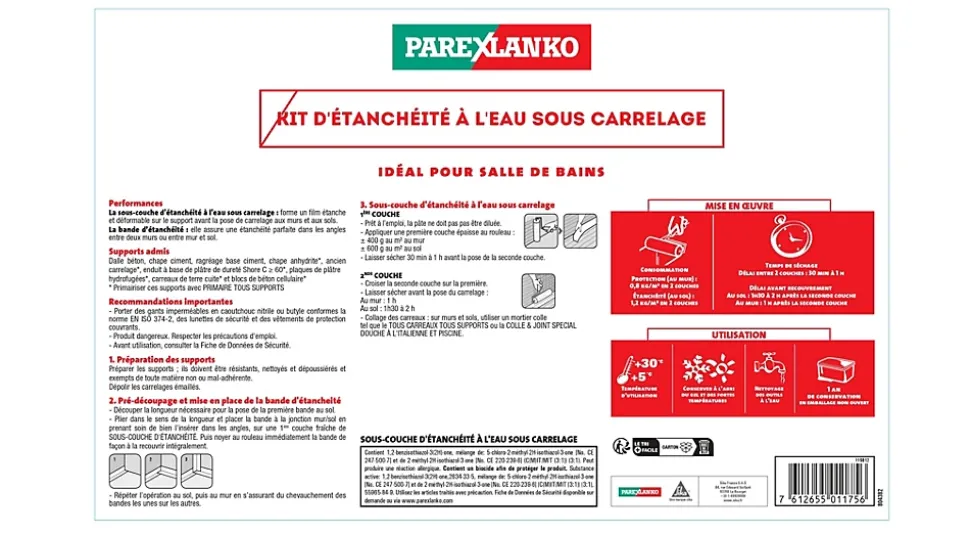 Kit d'étanchéité à l'eau sous carrelage murs et sol GP 7m2