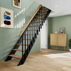 Kit escalier droit FORTIA hêtre laqué noir et chêne naturel Gagliano