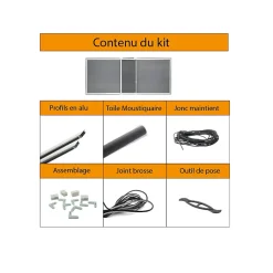 Kit moustiquaire extensible H 70 cm x L 100 cm alu blanc sans perçage