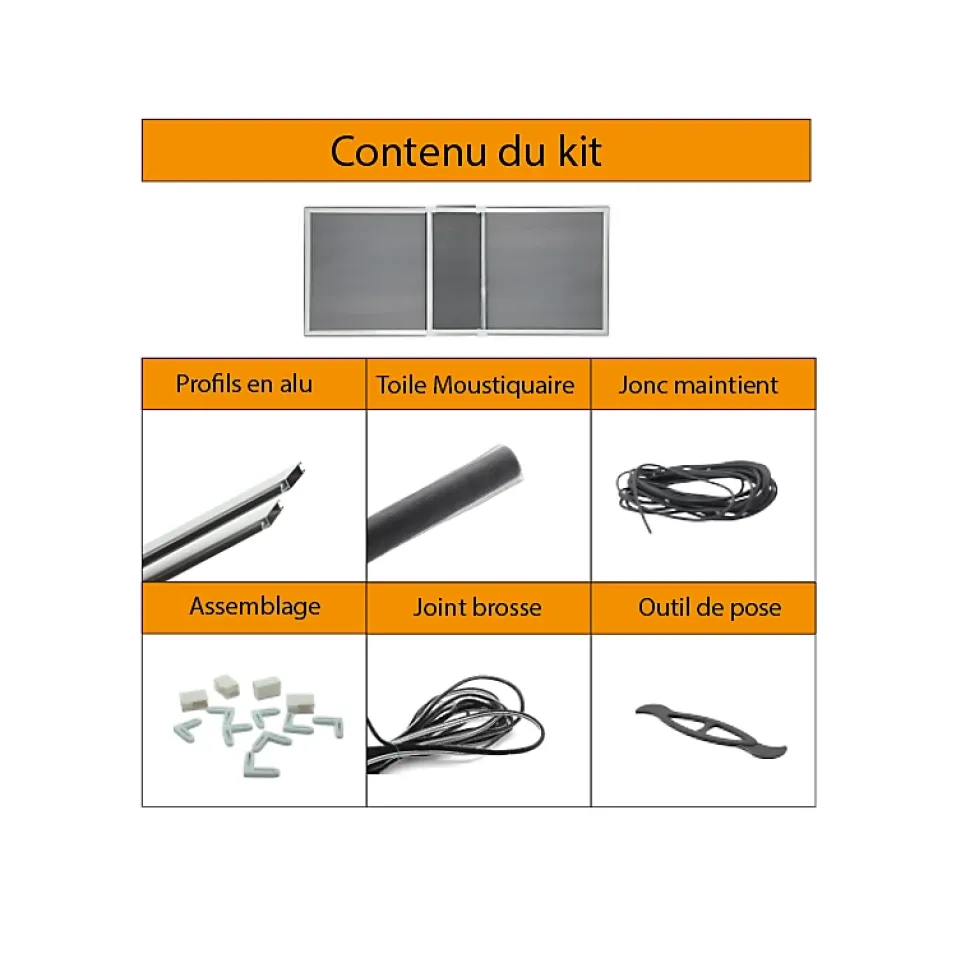 Kit moustiquaire extensible H 70 cm x L 100 cm alu blanc sans perçage