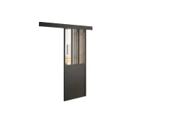 Kit porte 930 atelier noir verre clair avec rail bandeau decor assorti