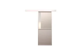 Kit porte coulissante en applique Contemporain blanc cadre en aluminium et verre dépoli Blanc H 204 x 73 x 3,6 cm H 204 x 73 x 3,6 cm