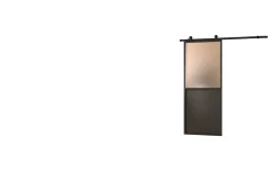 Kit porte Coulissante en applique Contemporain noir cadre en aluminium et verre dépoli Blanc H. 204 x 73 x 3,6 Cm