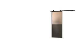Kit porte coulissante en applique Contemporain noir cadre en aluminium et verre dépoli Blanc H 204 x 73 x 3,6 cm H 204 x 73 x 3,6 cm