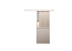 Kit porte coulissante en applique Atelier blanc cadre en aluminium et verre transparent H 204 x 93 x 3,6 cm H 204 x 93 x 3,6 cm