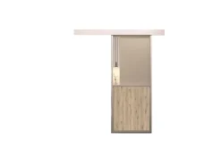 Kit porte coulissante en applique Contemporain blanc chêne terra cadre en aluminium et verre transparent H 204 x 93 x 3,6 cm H 204 x 93 x 3,6 cm